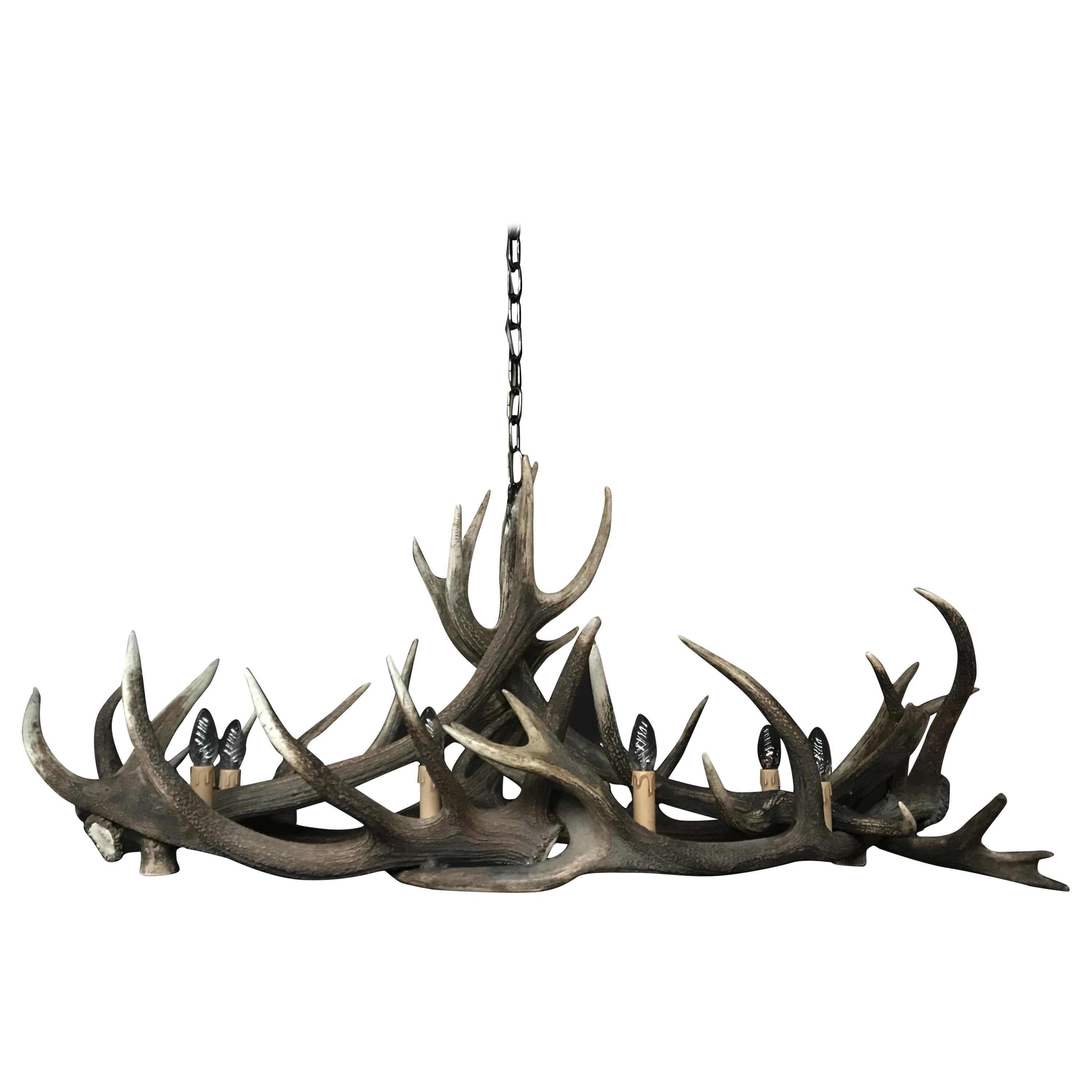 Modern Chandelier Made of red stag Antlers For Sale