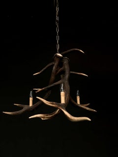 Modern Chandelier Made of Red Stag Antlers