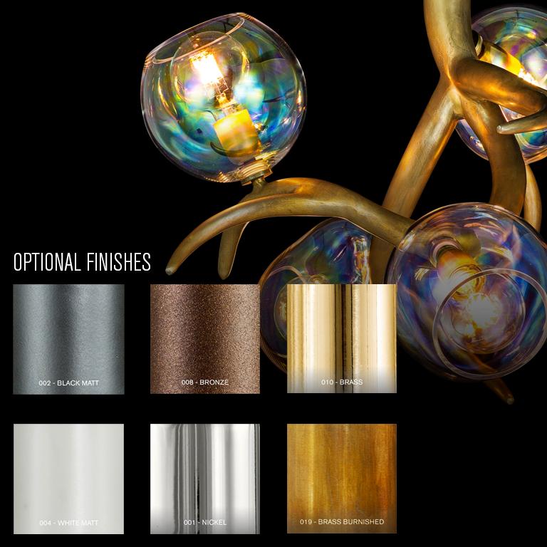Fatto a mano Lampadario moderno con vetro colorato in finitura nichel - collezione Ersa in vendita