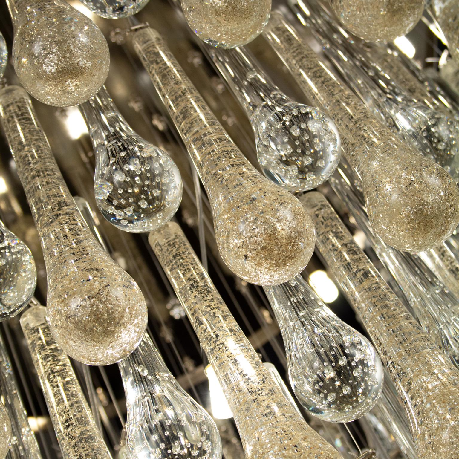 Other 21st Century Chandelier Drop-Shaped Elements Gold and Silver Glass by Multiforme For Sale
