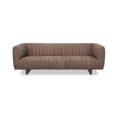 Modern Channel Tufted Leather Sofa