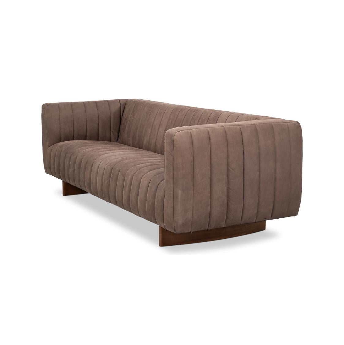 Minimaliste The Moderns To Channel Tufted Leather Sofa (Canapé en cuir) en vente