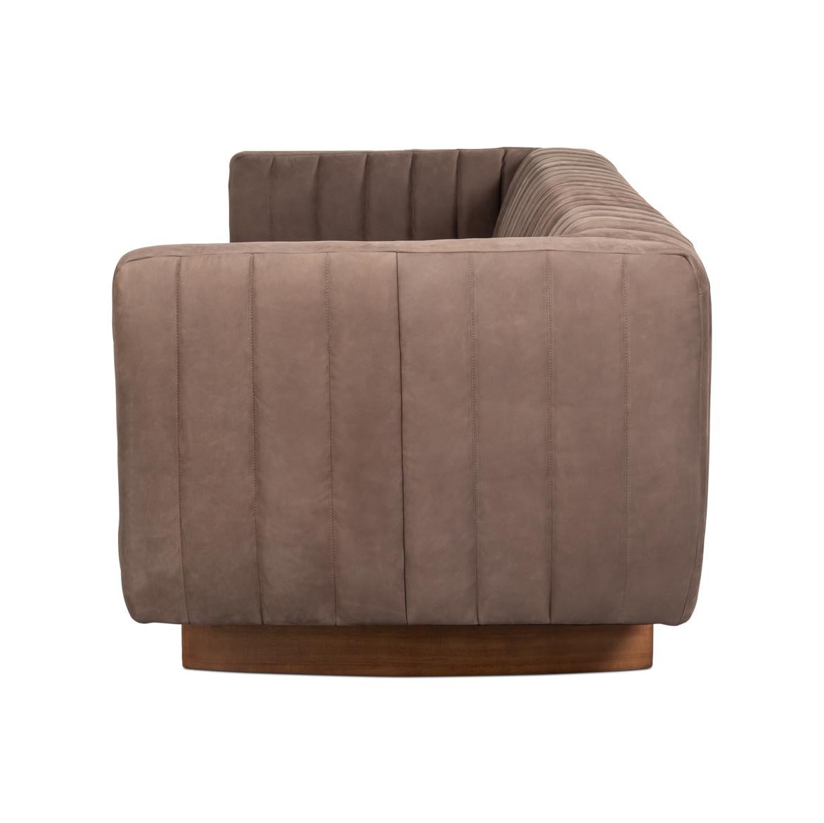 Cuir The Moderns To Channel Tufted Leather Sofa (Canapé en cuir) en vente
