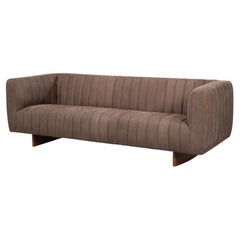 Modern Channel Tufted Leather Sofa