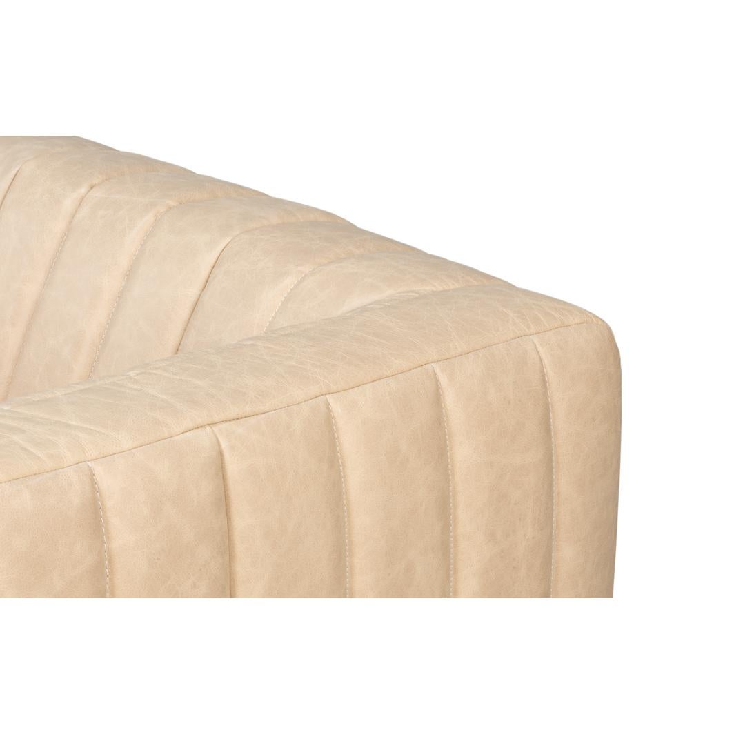 Canapé moderne en cuir blanc tufté en vente 5