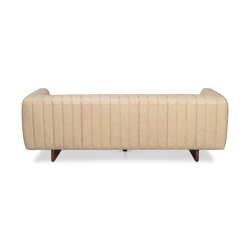 Canapé moderne en cuir blanc tufté en vente 1