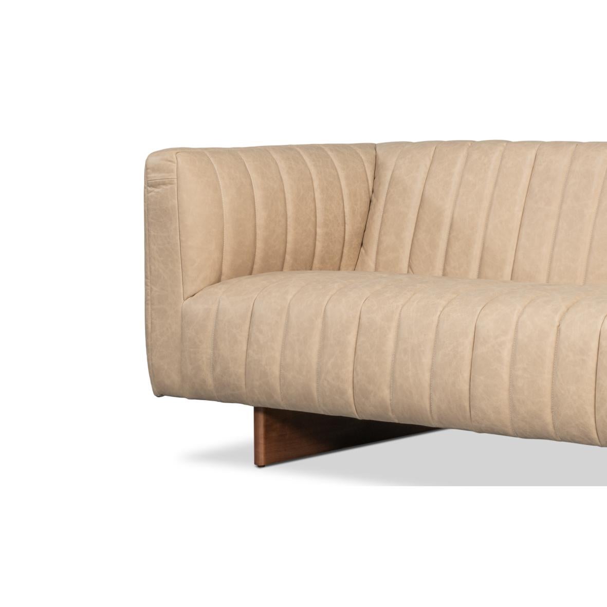 Canapé moderne en cuir blanc tufté en vente 2