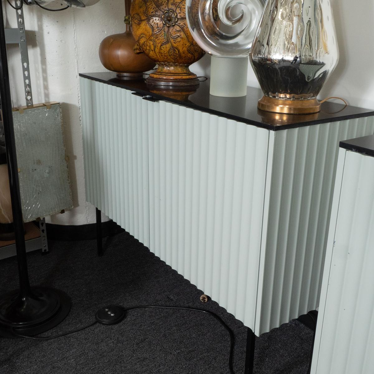 Late 20th Century Modern Channeled Front Cabinet For Sale