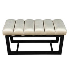 Modern Channeled Top Bench with Sleek Metal Base