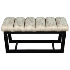 Modern Channeled Top Bench with Sleek Metal Base