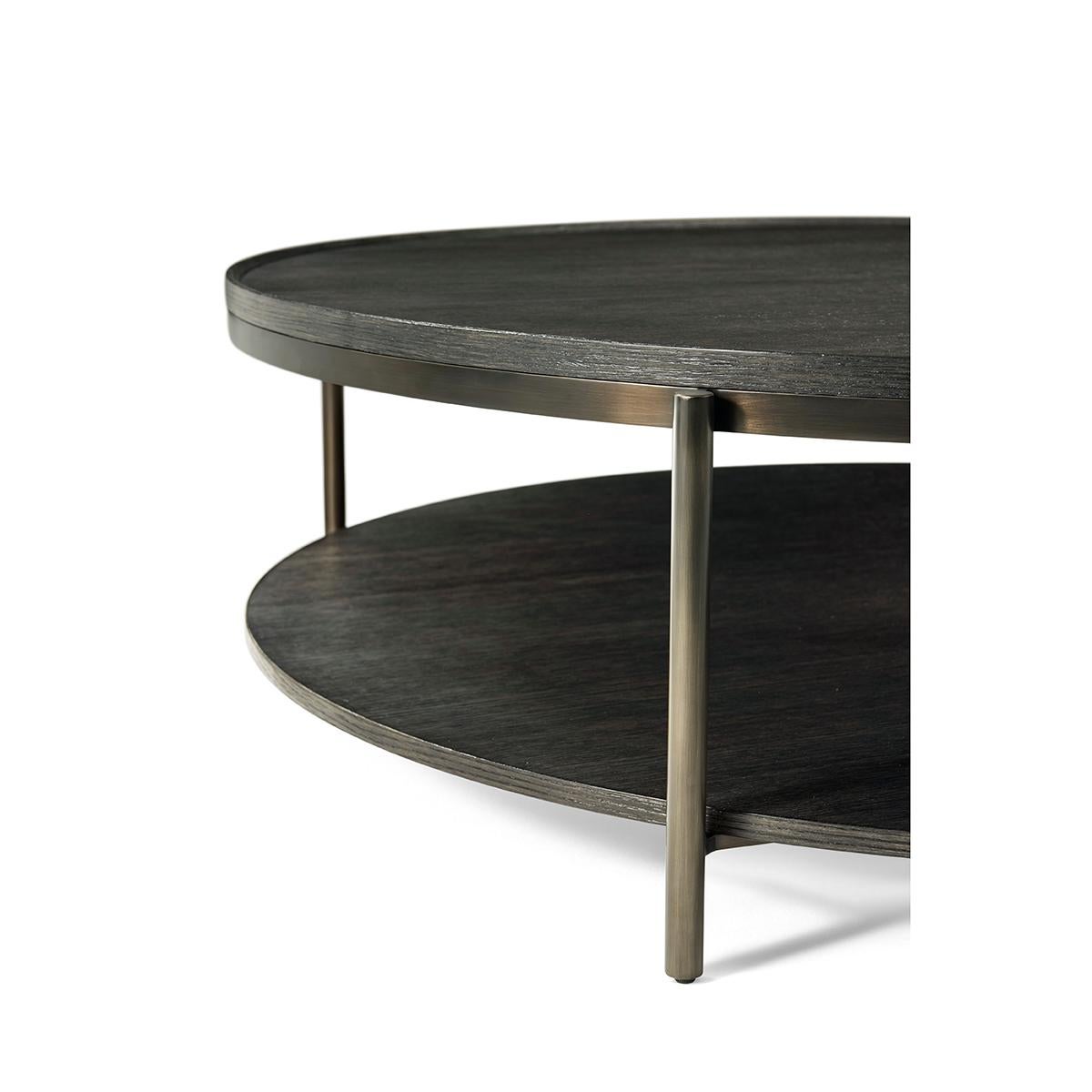 Modern Charcoal Oak Round Coffee Table For Sale 1