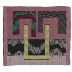 Moderner Charlotte Funk Wandteppich, Optisch Geometrisch in Rosa und Grün-Rug & Kilim