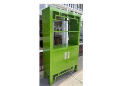 Modern Chartreuse Green Lacquer Bookcase Cabinet Etagere