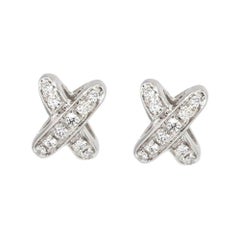 Modern Chaumet Diamonds 18 Karat White Gold Stud Earrings