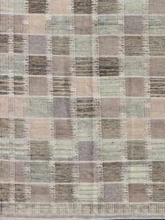 Modern Scandinavian Flat-Weave Rug by Keivan Woven Arts, 9' x 12'1"