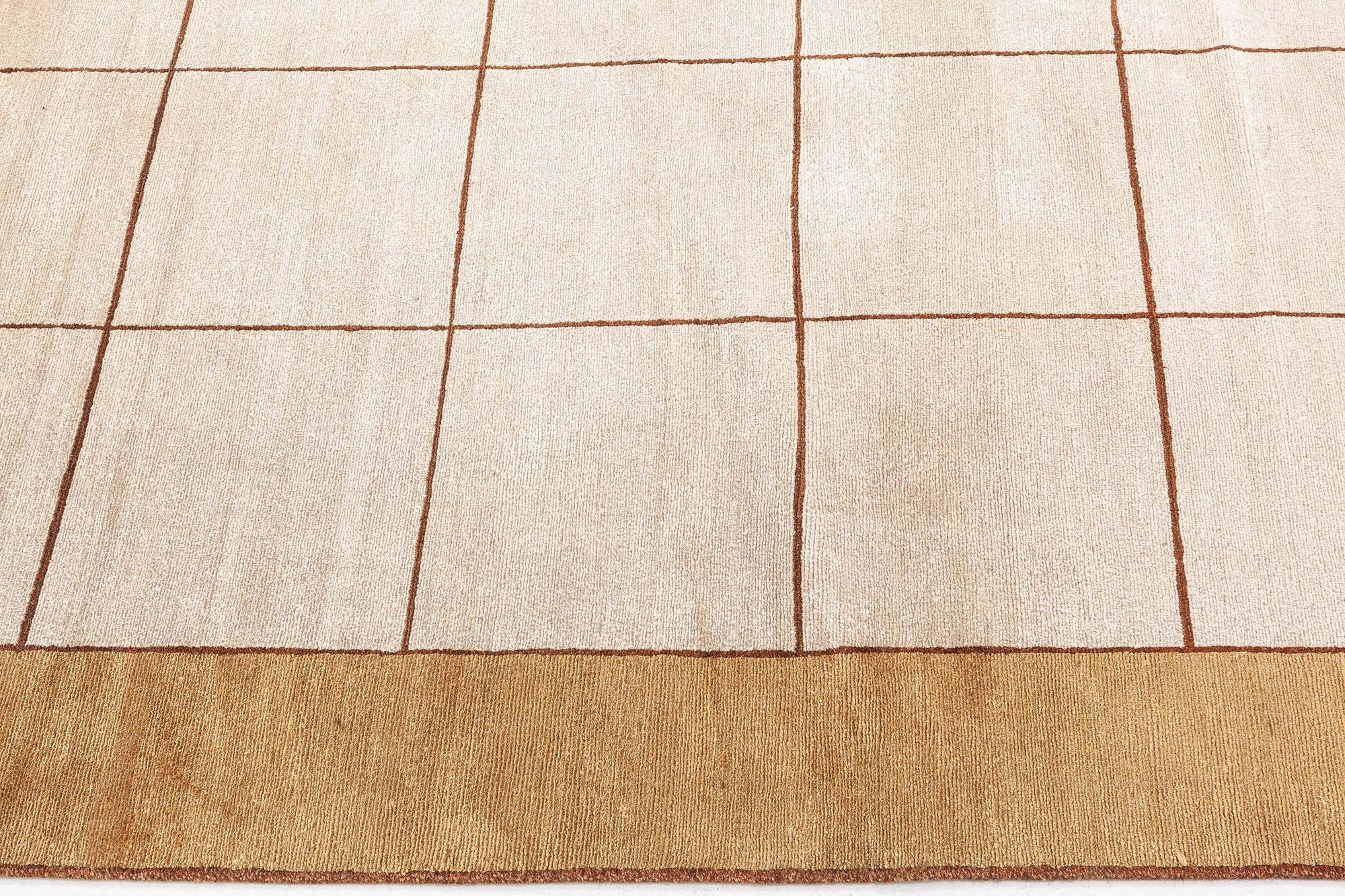 Tappeto in seta fatto a mano dal design moderno a scacchi di Doris Leslie Blau
Dimensioni: 10'0