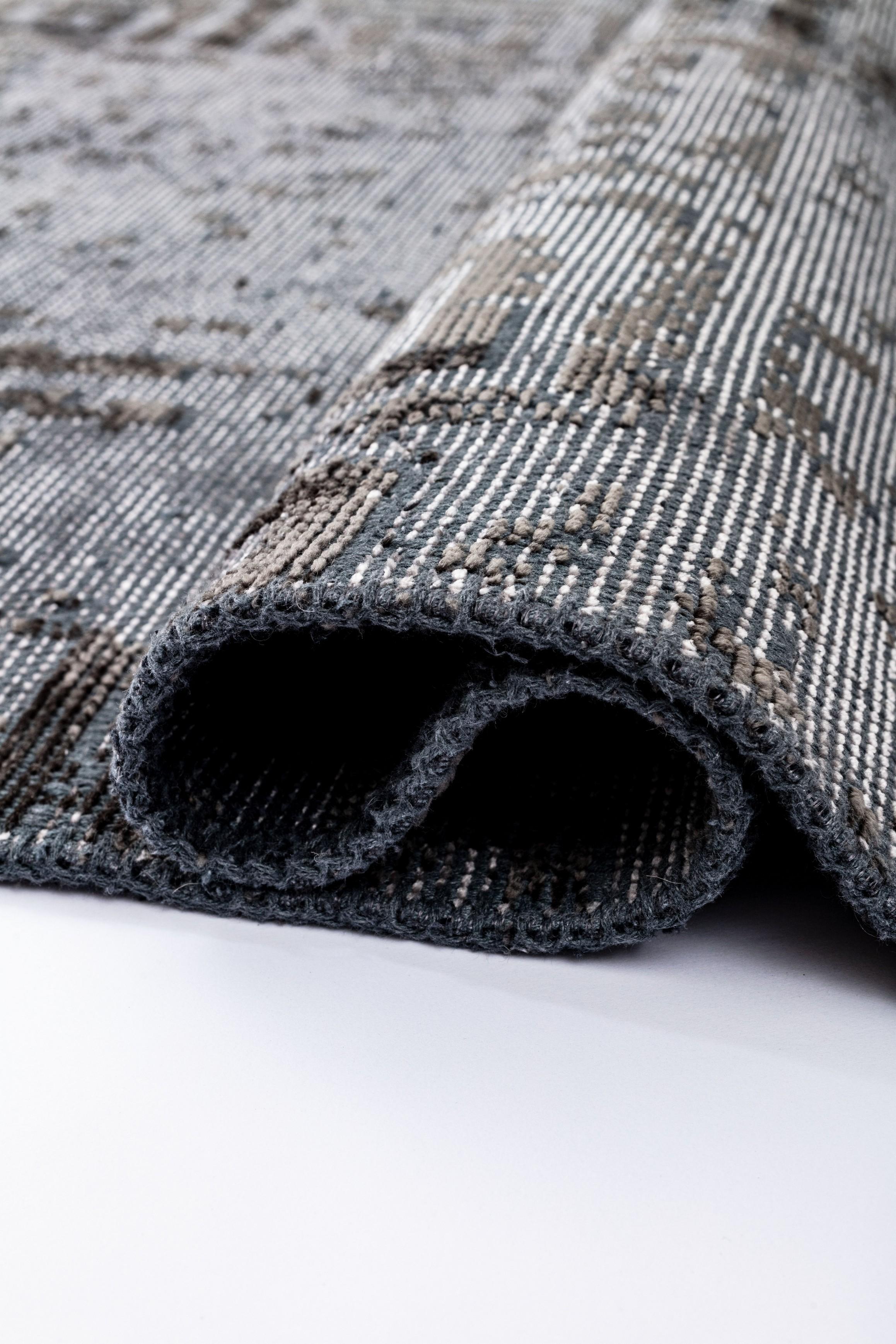 En venta: Moderno  Alfombra de lujo a cuadros  (Gris) 2