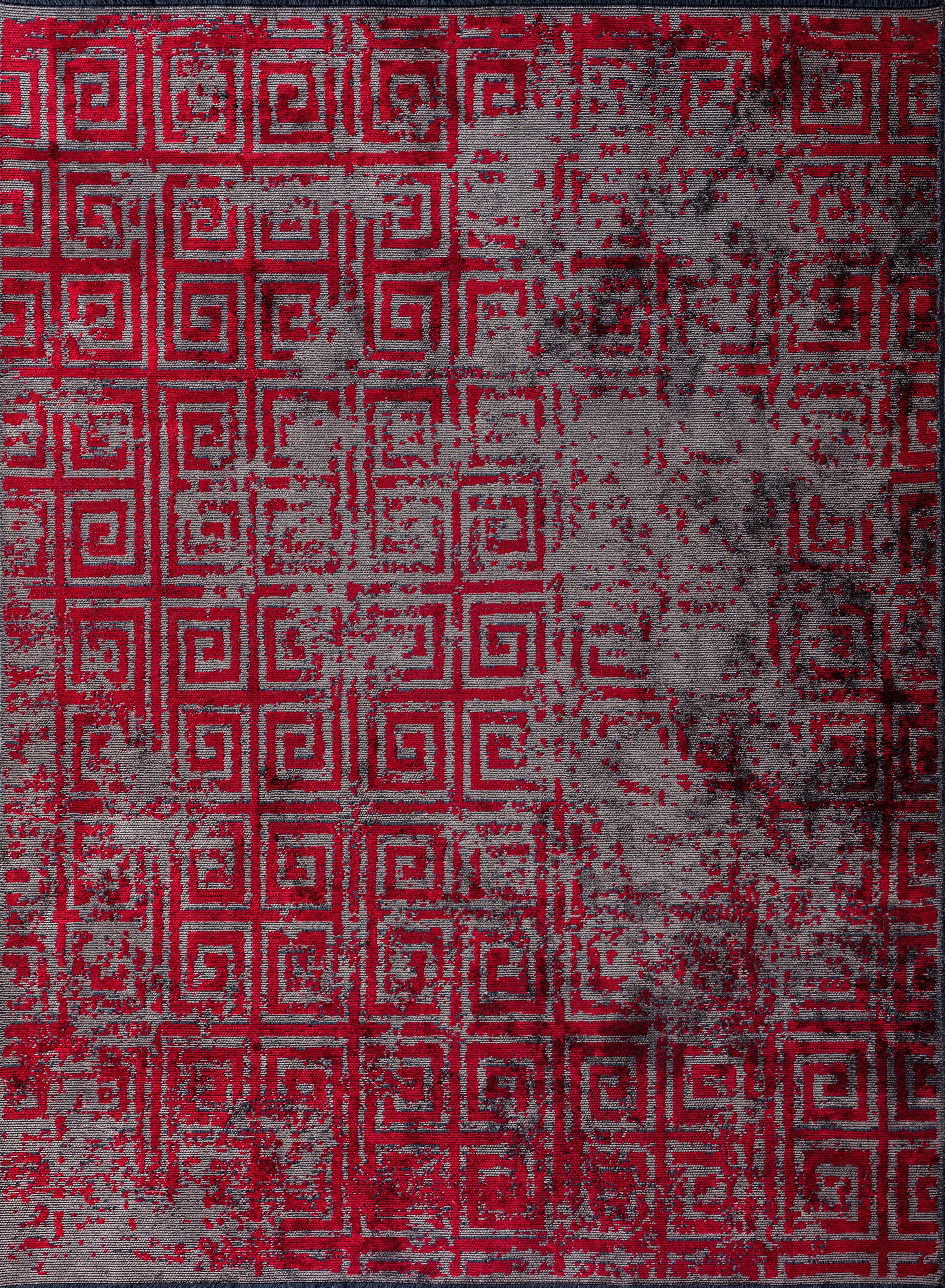 En venta: Moderno  Alfombra de lujo a cuadros  (Rojo)