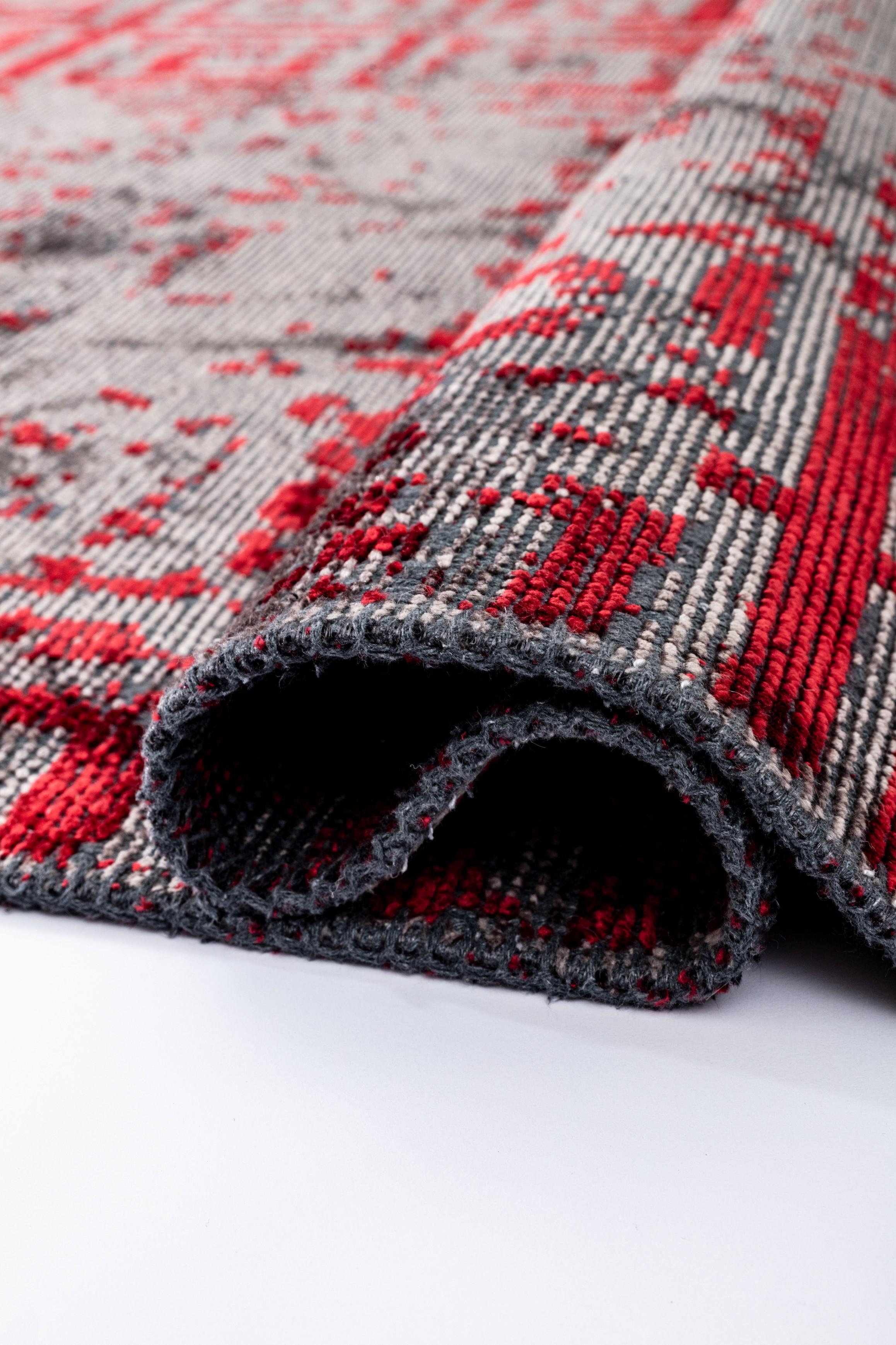 En venta: Moderno  Alfombra de lujo a cuadros  (Rojo) 2