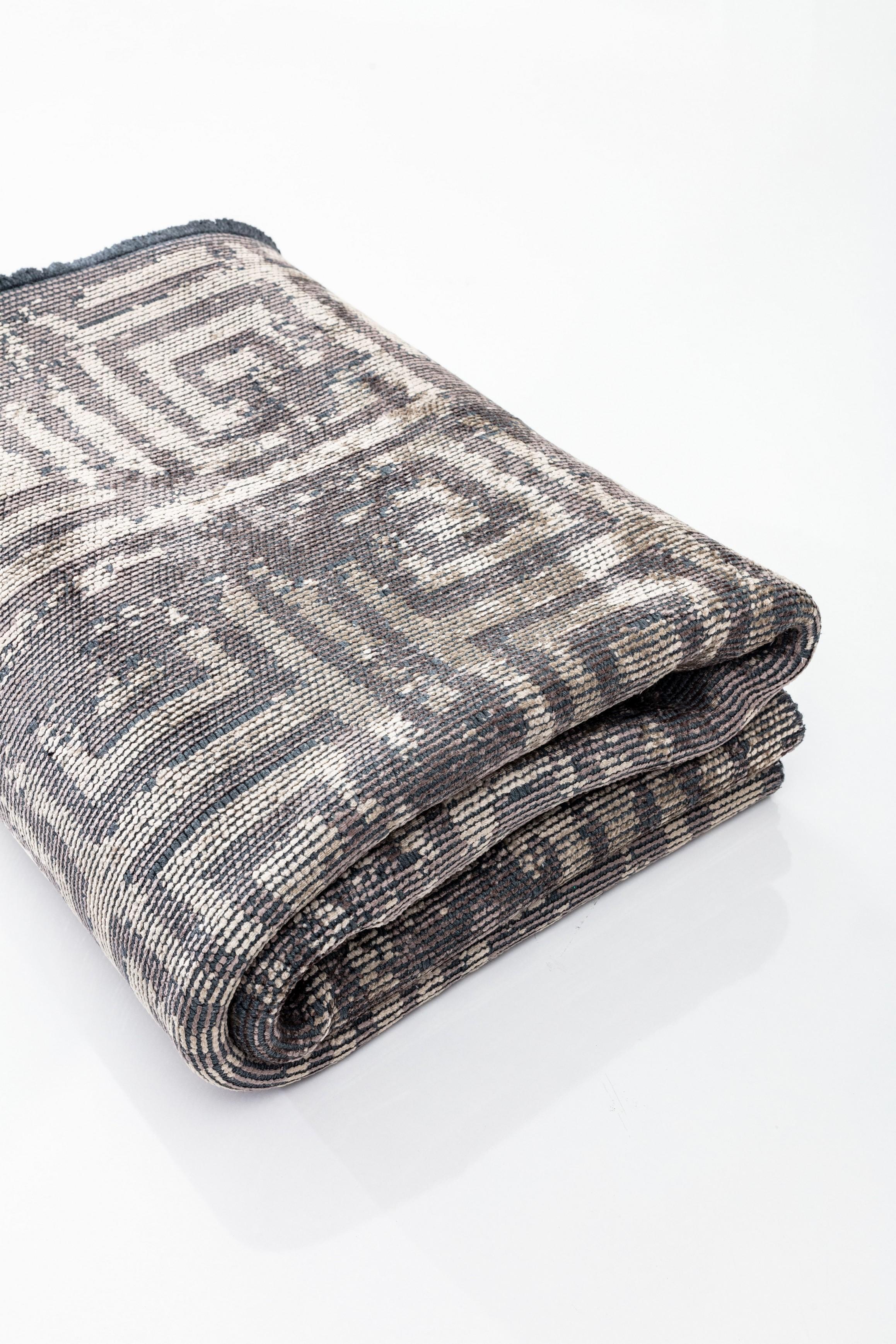En venta: Moderno  Alfombra de lujo a cuadros  (Gris) 4