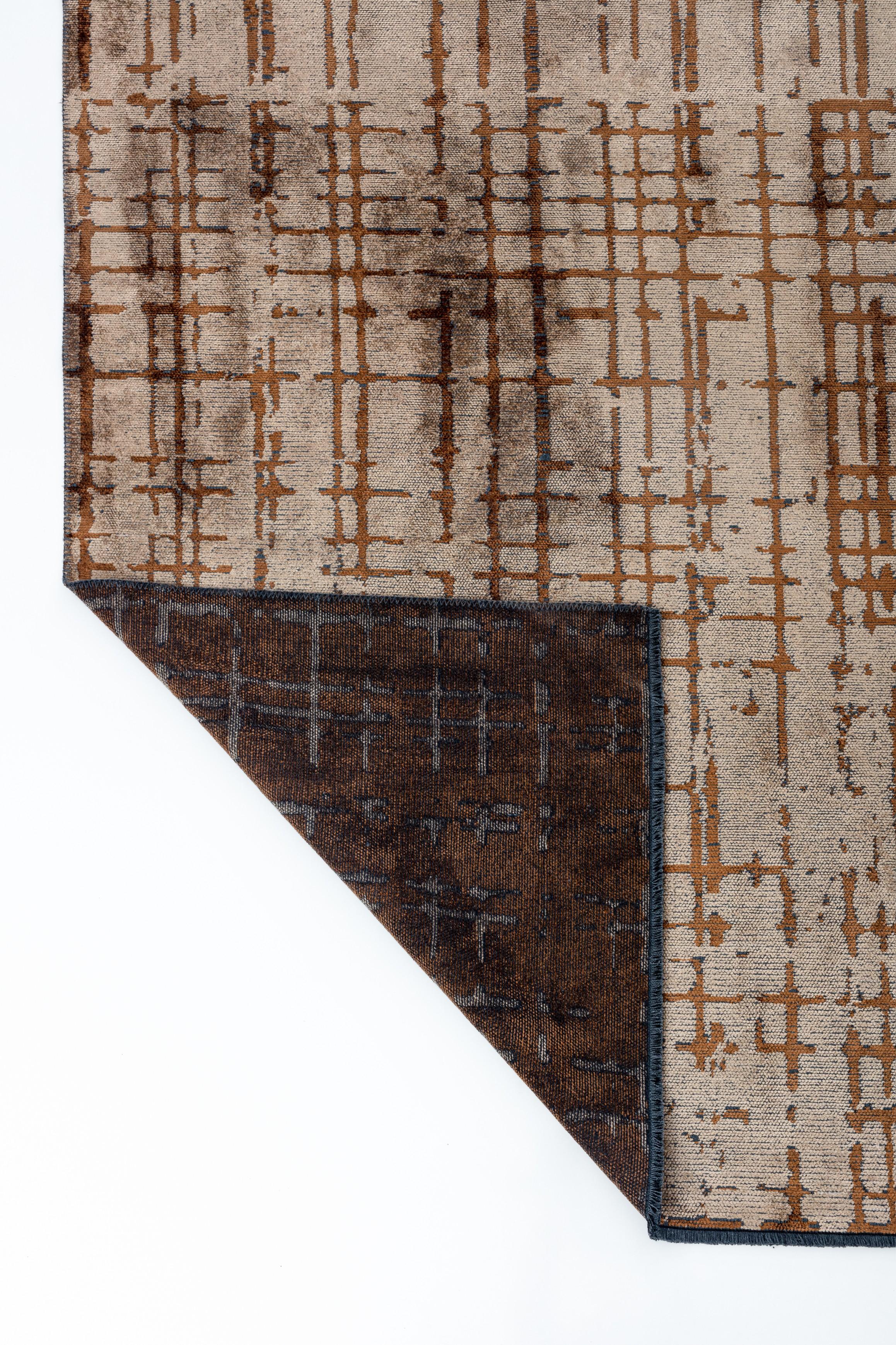 For Sale:  (Brown) Modern Checkered Red Luxury Hand-Finished Area Rug 3