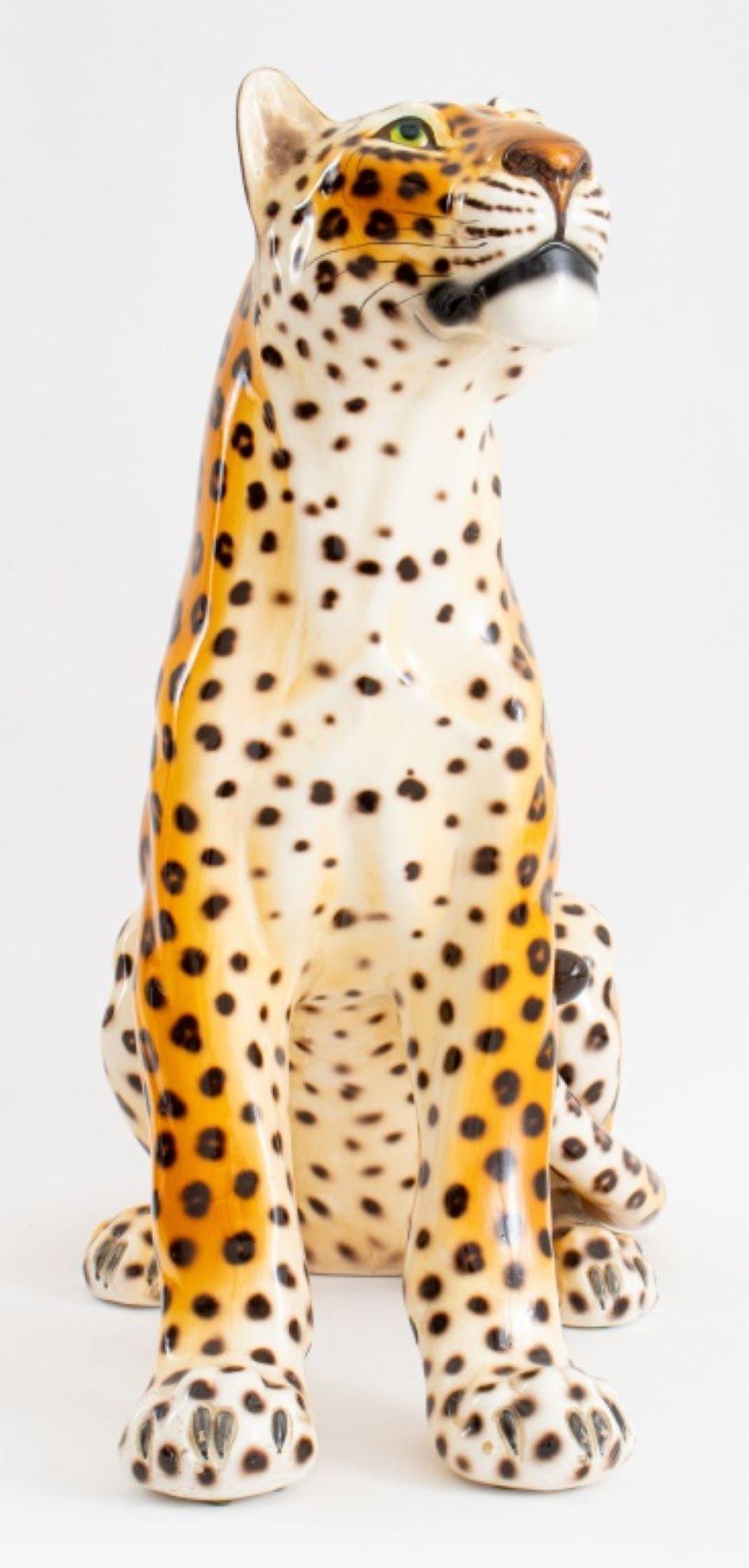20th Century Modern Cheetah Large Ceramic Sculpture For Sale
