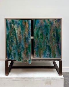 Modern Chelsea 2-Door Buffet with Peacock Mystic Glass by Ercole Home