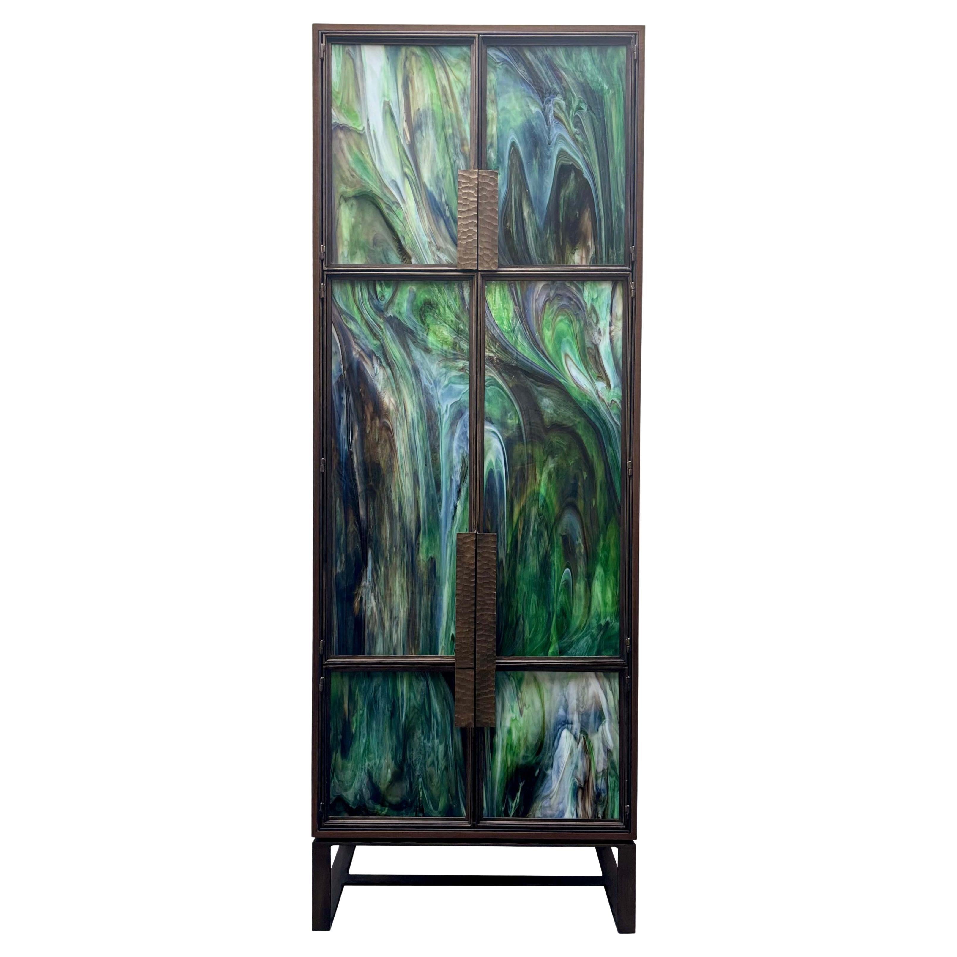 Modern Chelsea Umbria Glass Dry Bar Cabinet by Ercole Home For Sale