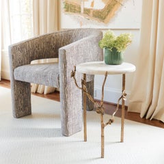 Modern Cherry Blossom Accent Table in Aged Silver