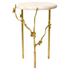 Modern Cherry Blossom Accent Table in Brilliant Gold