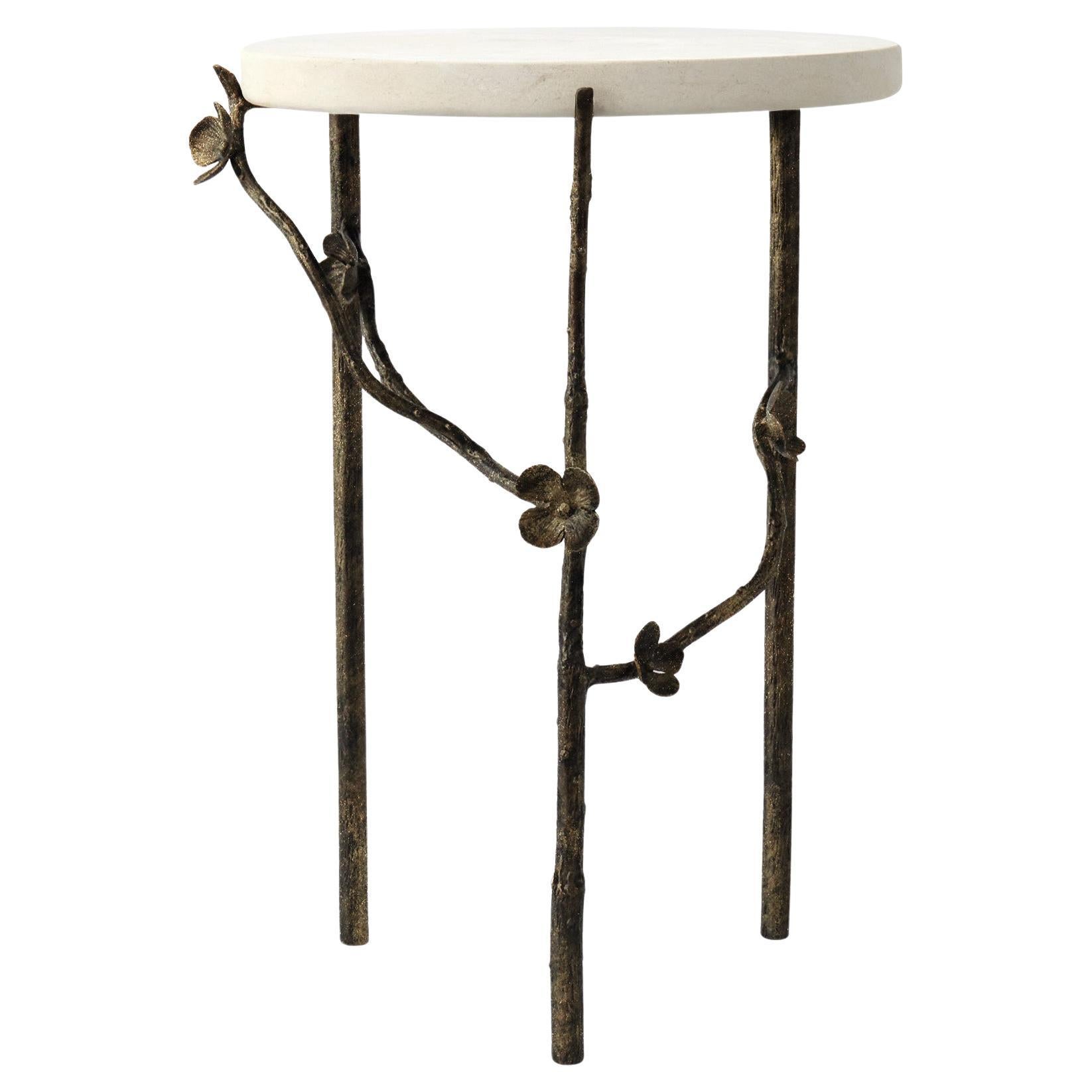 Table d'appoint The Modernity Cherry Blossom en noir frotté d'or