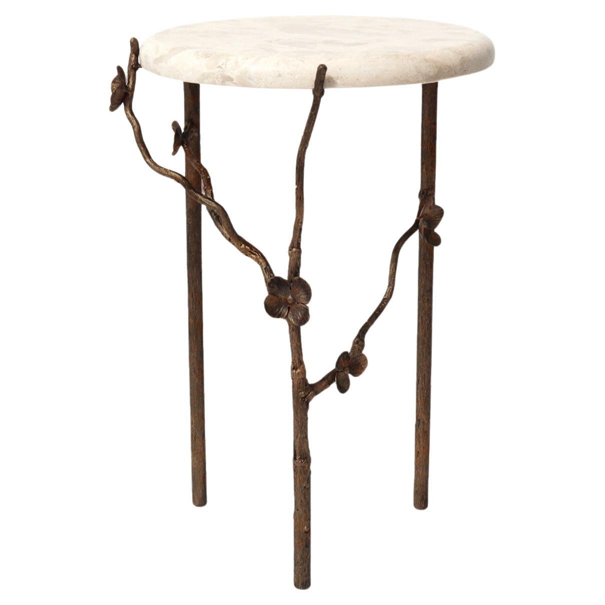 Modern Cherry Blossom Accent Table in Tobacco For Sale