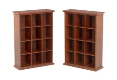 Modern Cherry Finished Wood Pigeon Hole Bookcases, Pair