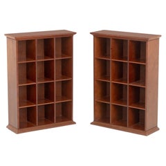 Modern Cherry Finished Wood Pigeon Hole Bookcases, Pair