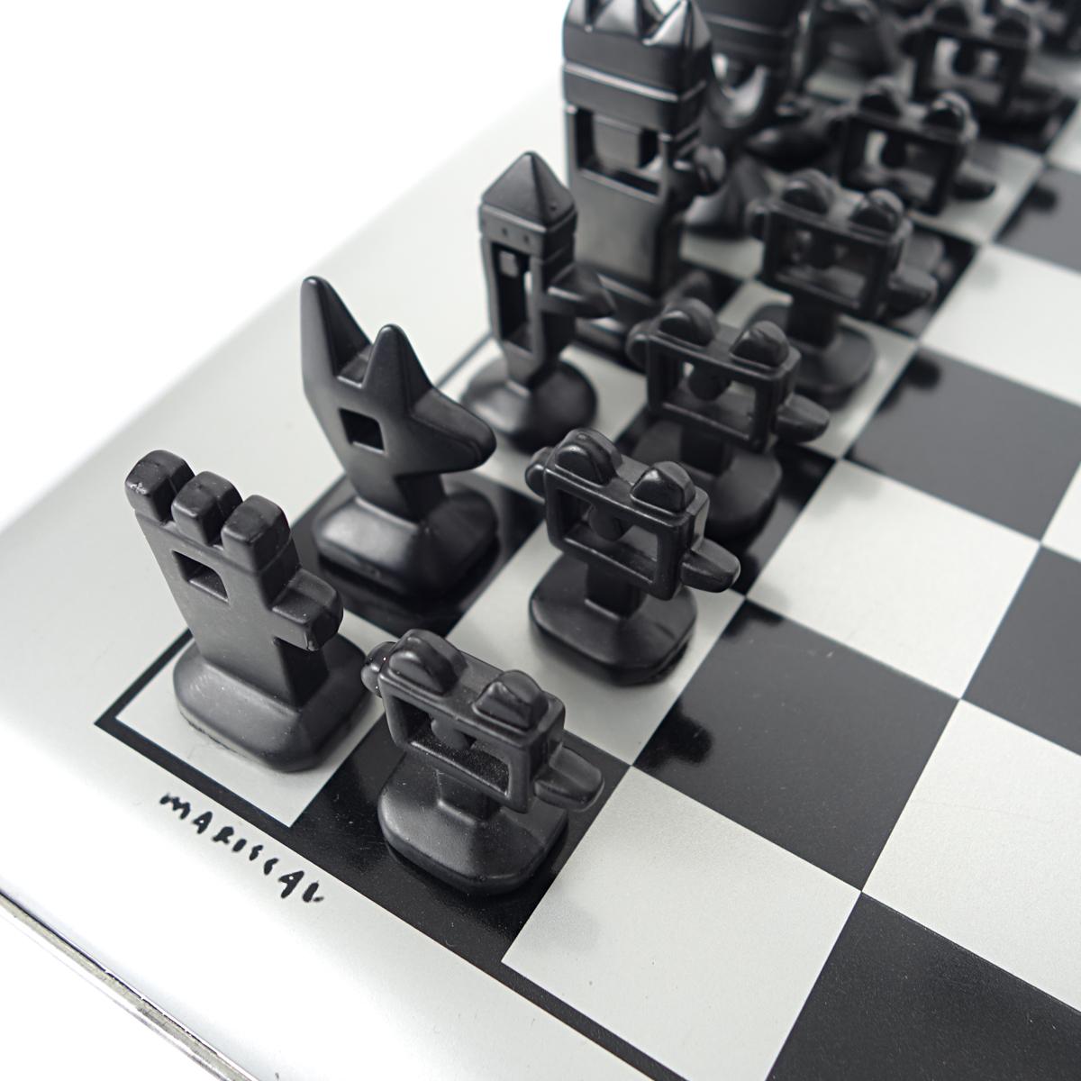 Post-Modern Modern Chess Board with Pieces El Ajedrez by Javier Mariscal For Sale
