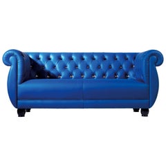 Modern Chesterfield Design Anna Gili Upholstered Sofa 3-Seat in Leather