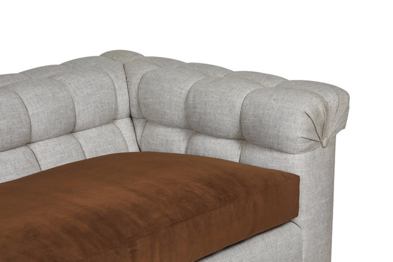 Modern Chesterfield Style Sofa By, Brockett Brown Leather Sofa