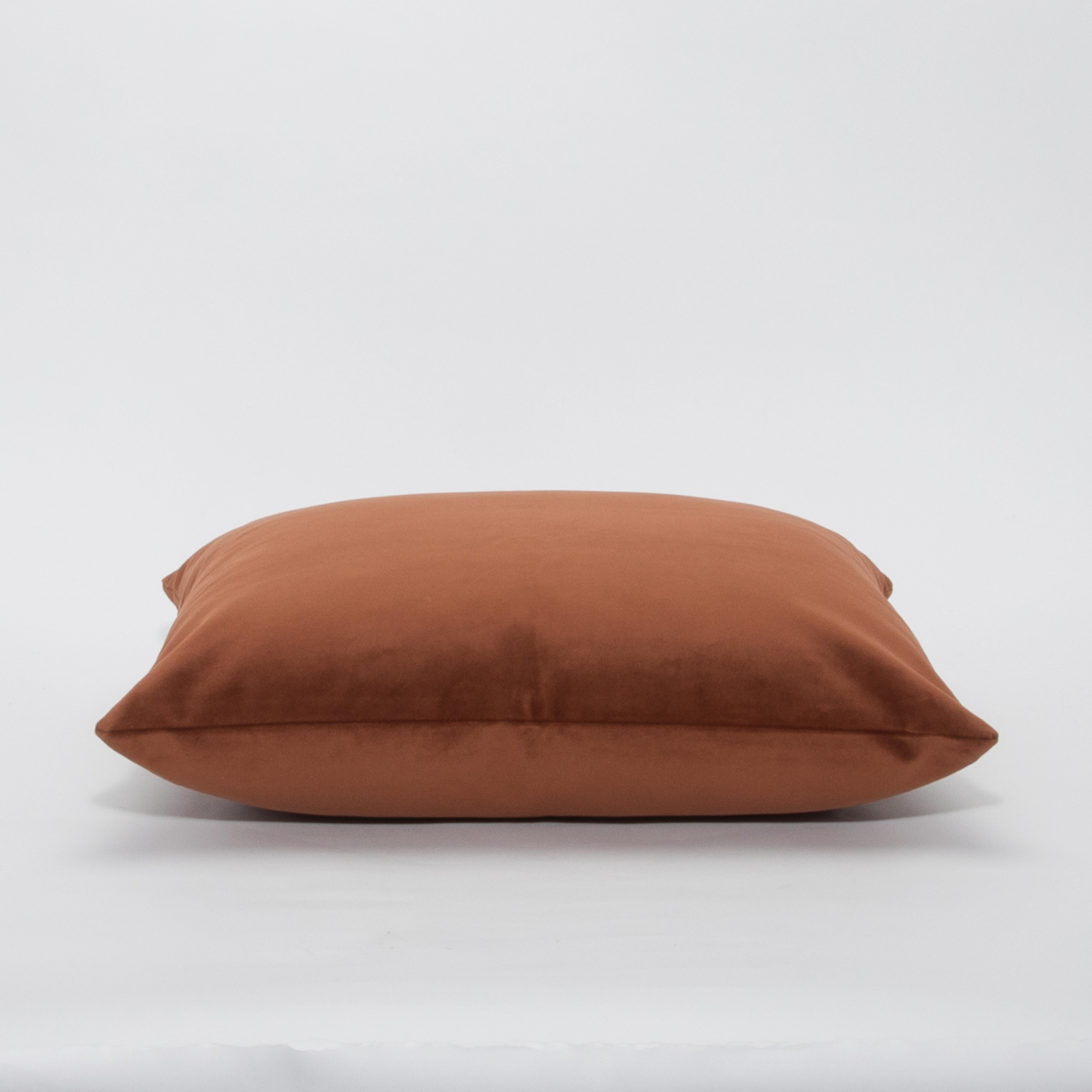 American Modern Chestnut Velvet Decorative Pillow by MOGUL For Sale