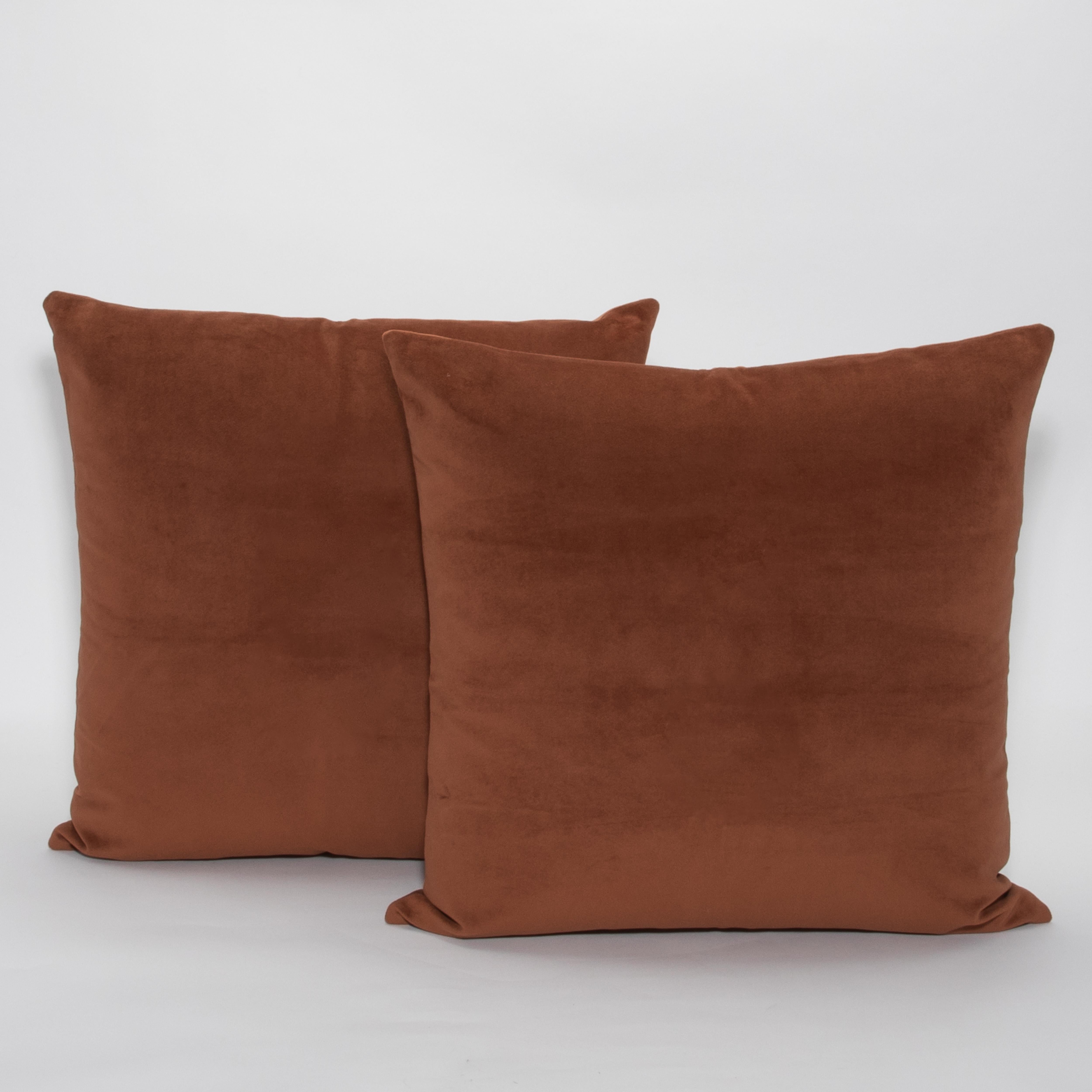 Modern Chestnut Velvet Decorative Pillow by MOGUL In New Condition For Sale In West Hollywood, CA