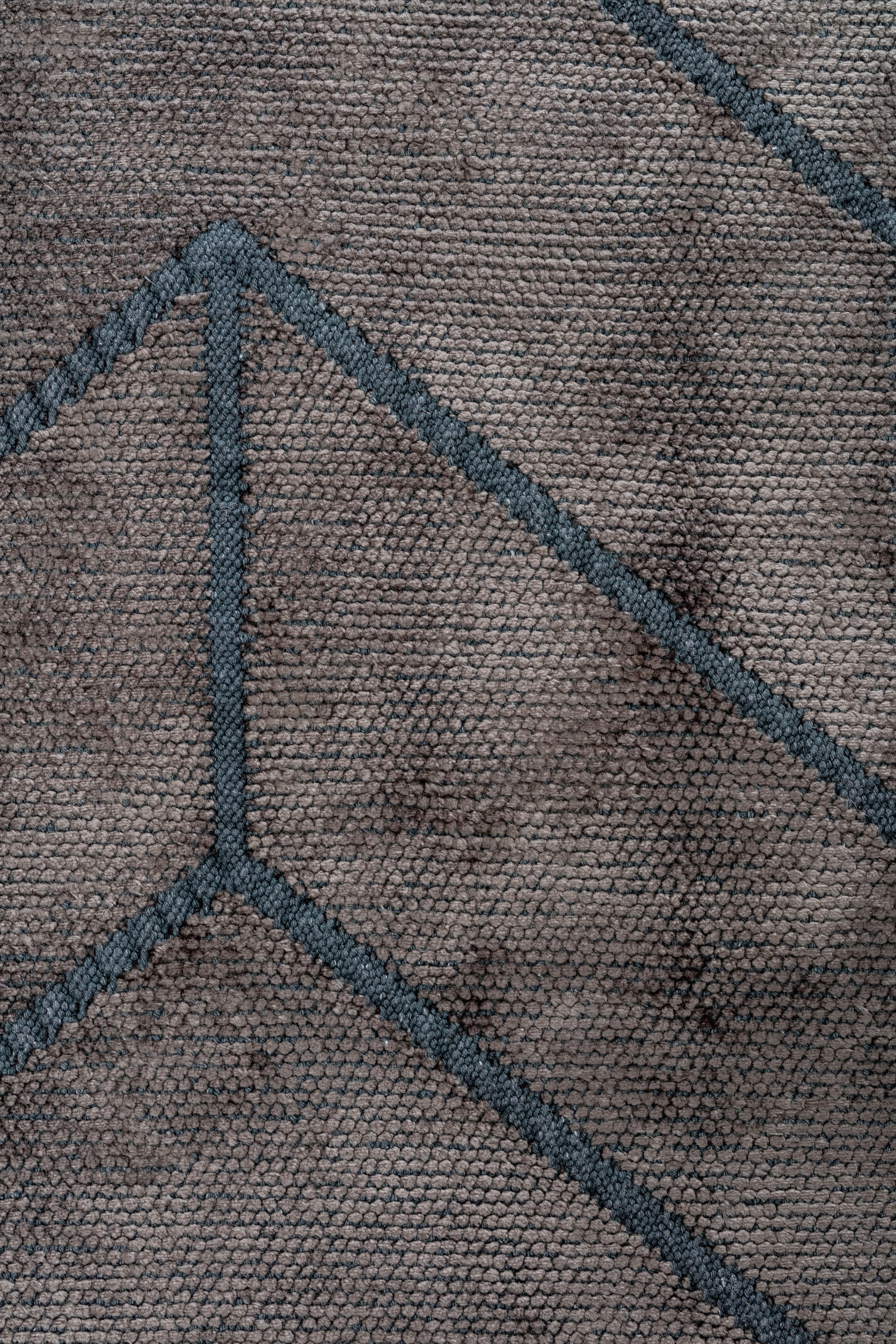 Machine-Made Modern Chevron Dark Brown and Charcoal Chenille Area Rug Ready to Ship For Sale