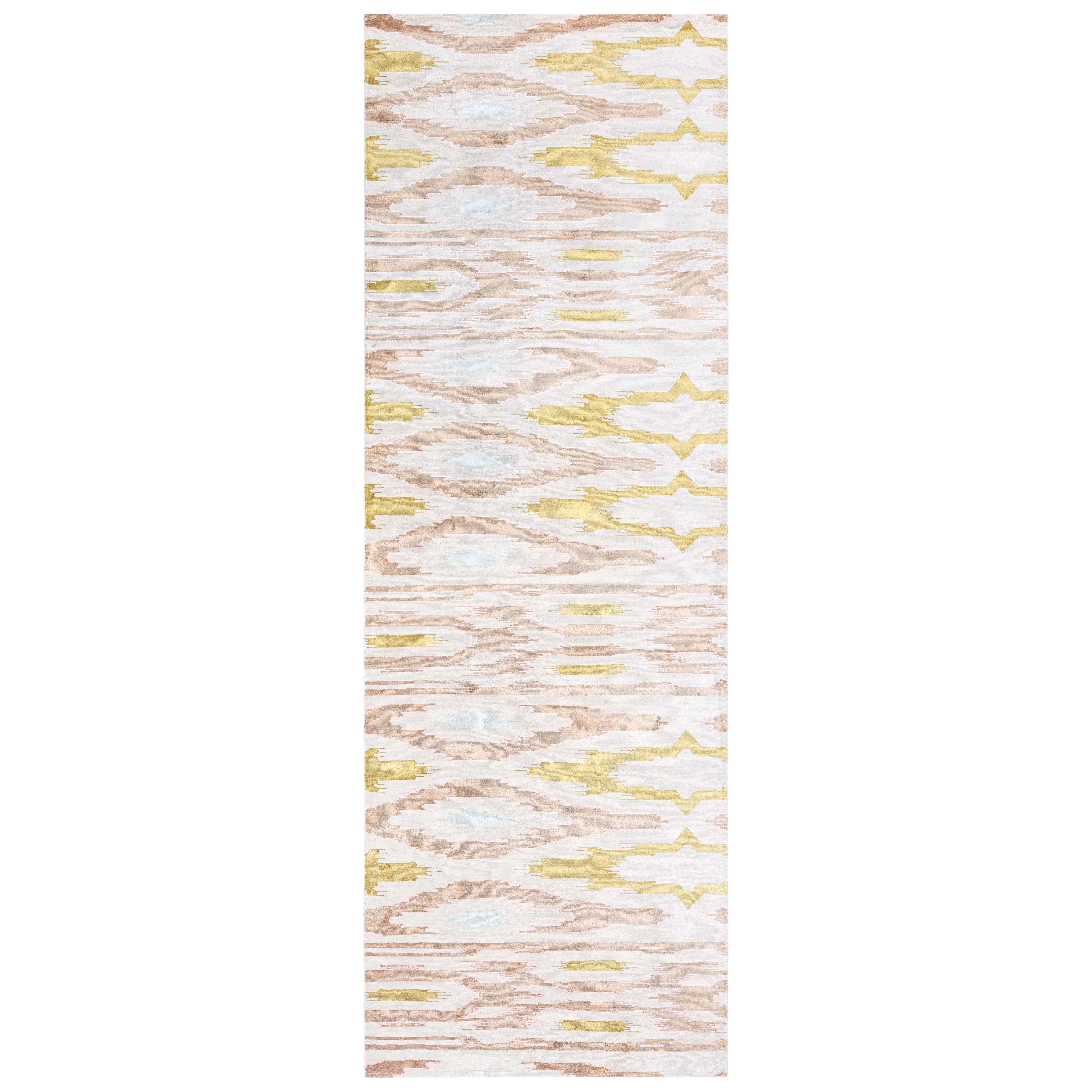 Modern Chevron Design Hand-Knotted Silk Runner by Doris Leslie Blau For Sale