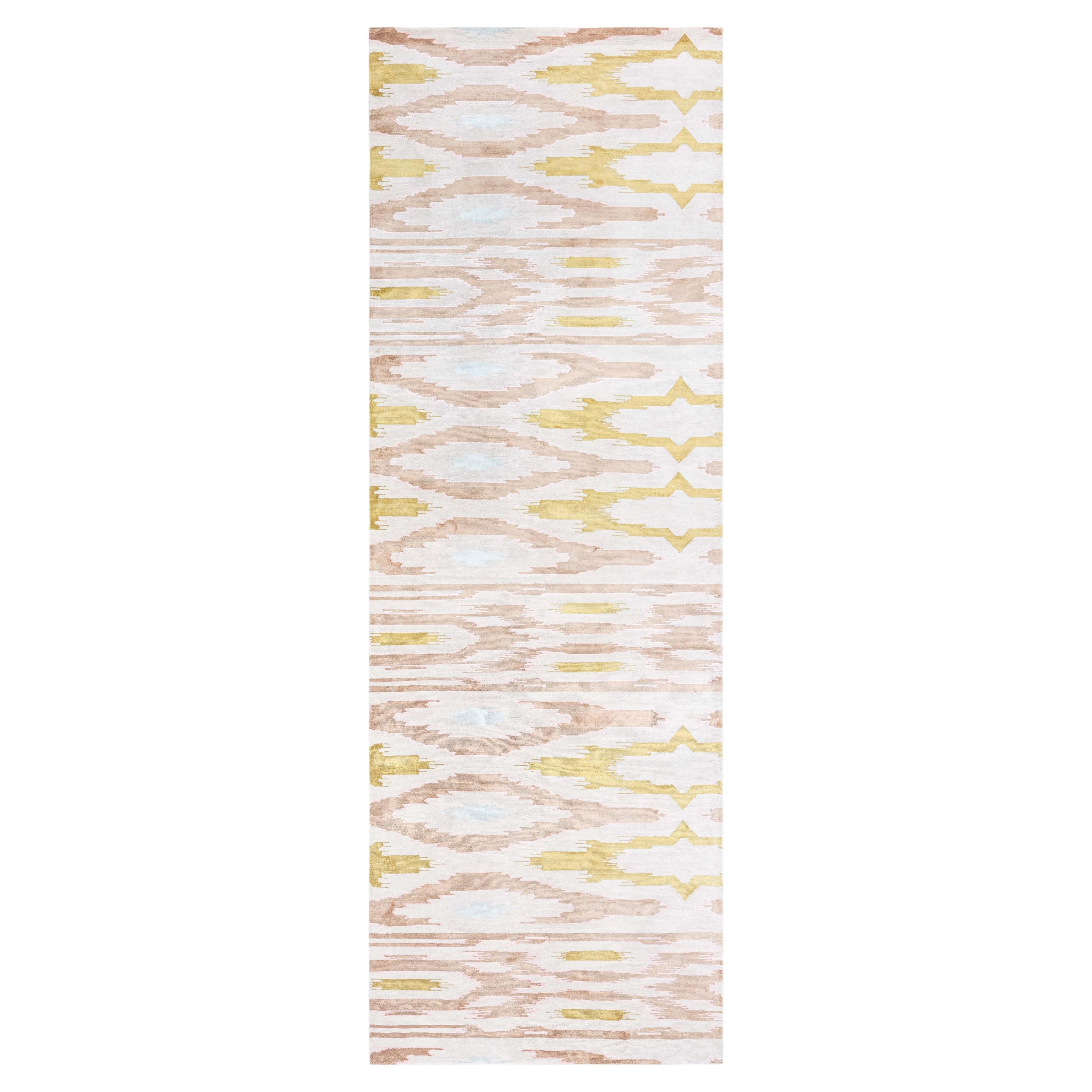 Modern Chevron Design Hand-Knotted Silk Runner by Doris Leslie Blau