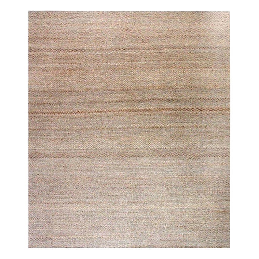 Modern Chevron Pattern in Gold and Gray Flat-Weave Rug by Doris Leslie Blau