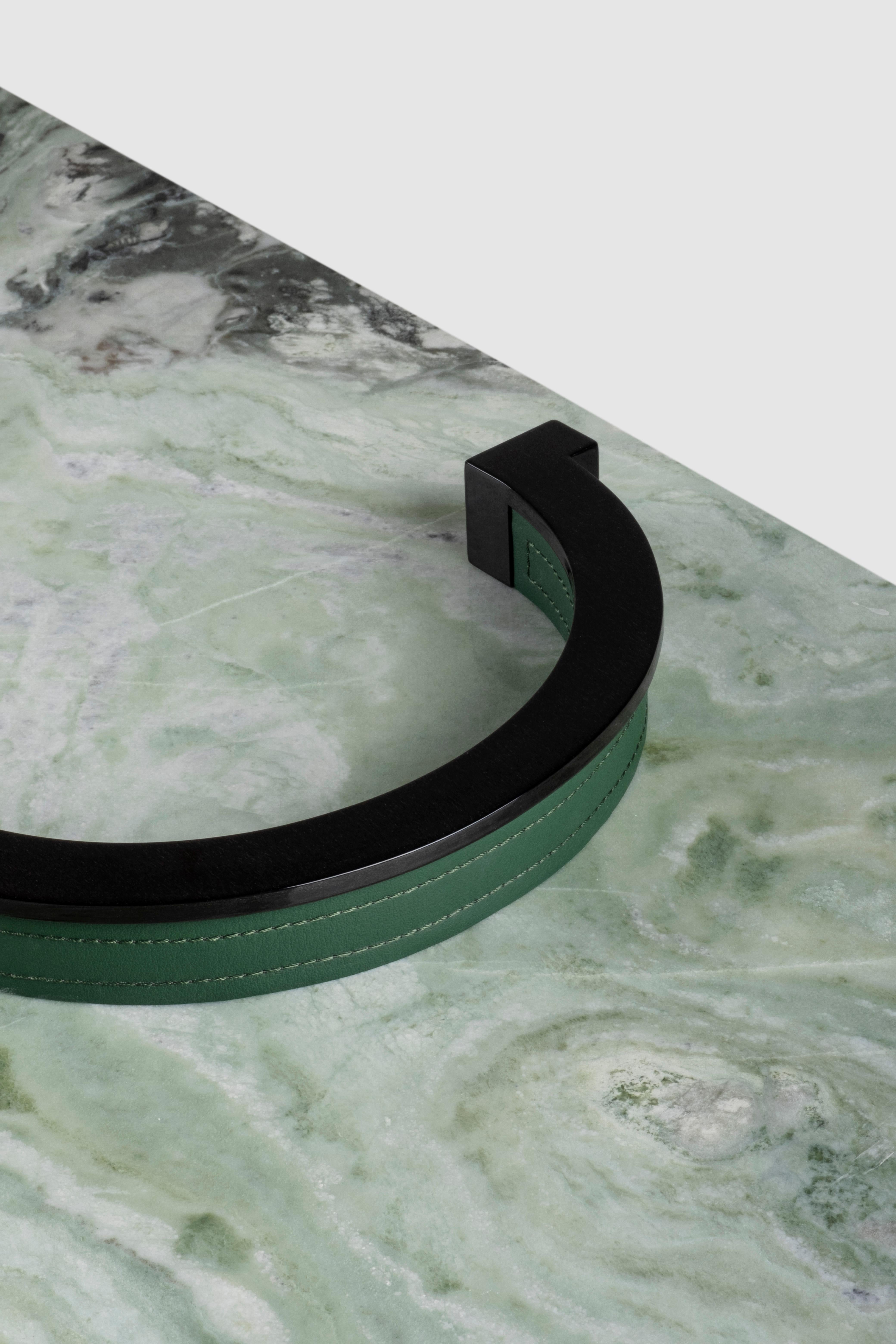 Modern Chiado Console Table, Marble, Leather, Handmade in Portugal by Greenapple For Sale 5