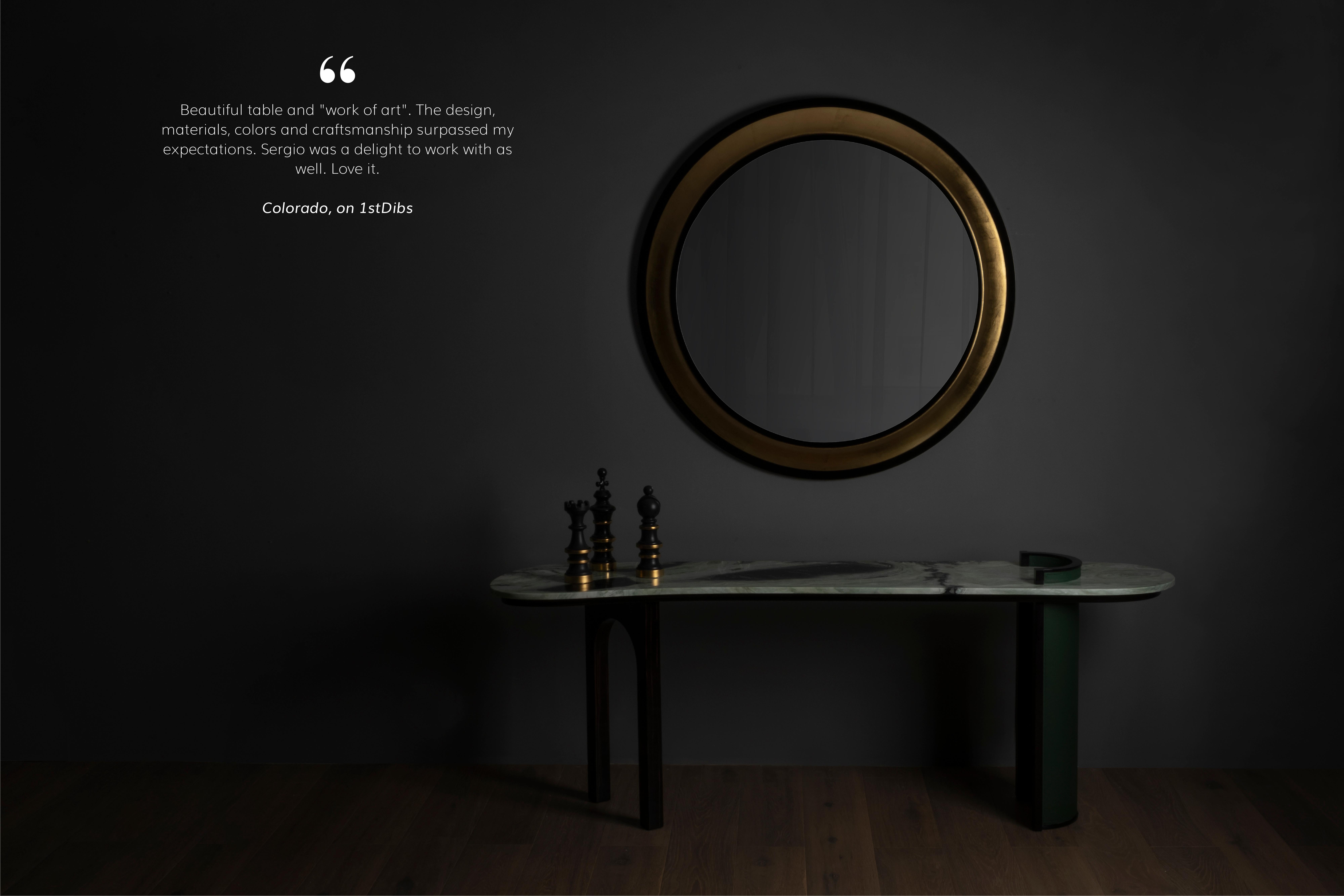 Contemporary Modern Chiado Console Table, Marble Leather, Handmade in Portugal by Greenapple For Sale