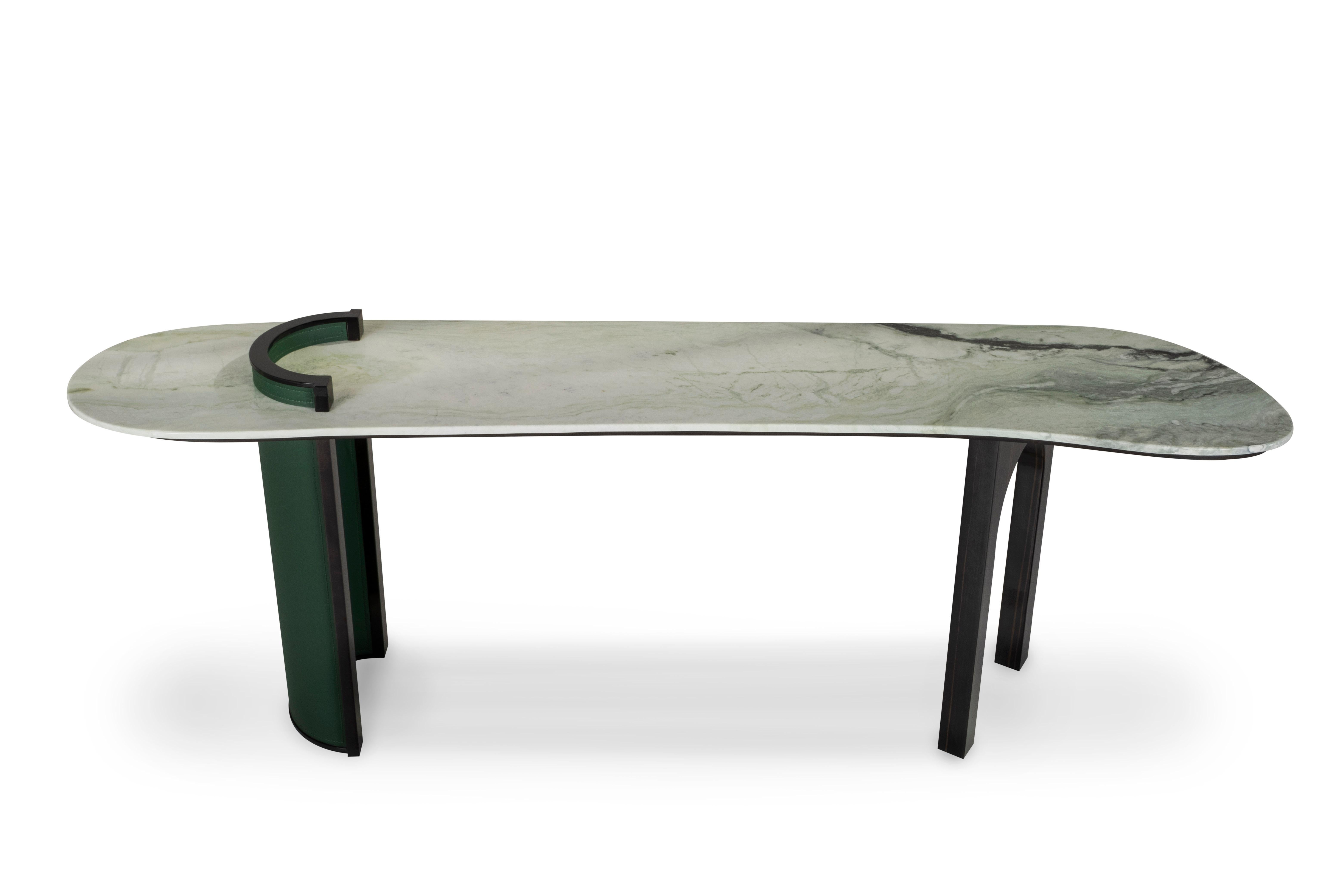 Modern Chiado Console Table, Marble, Leather, Handmade in Portugal by Greenapple In New Condition For Sale In Lisboa, PT