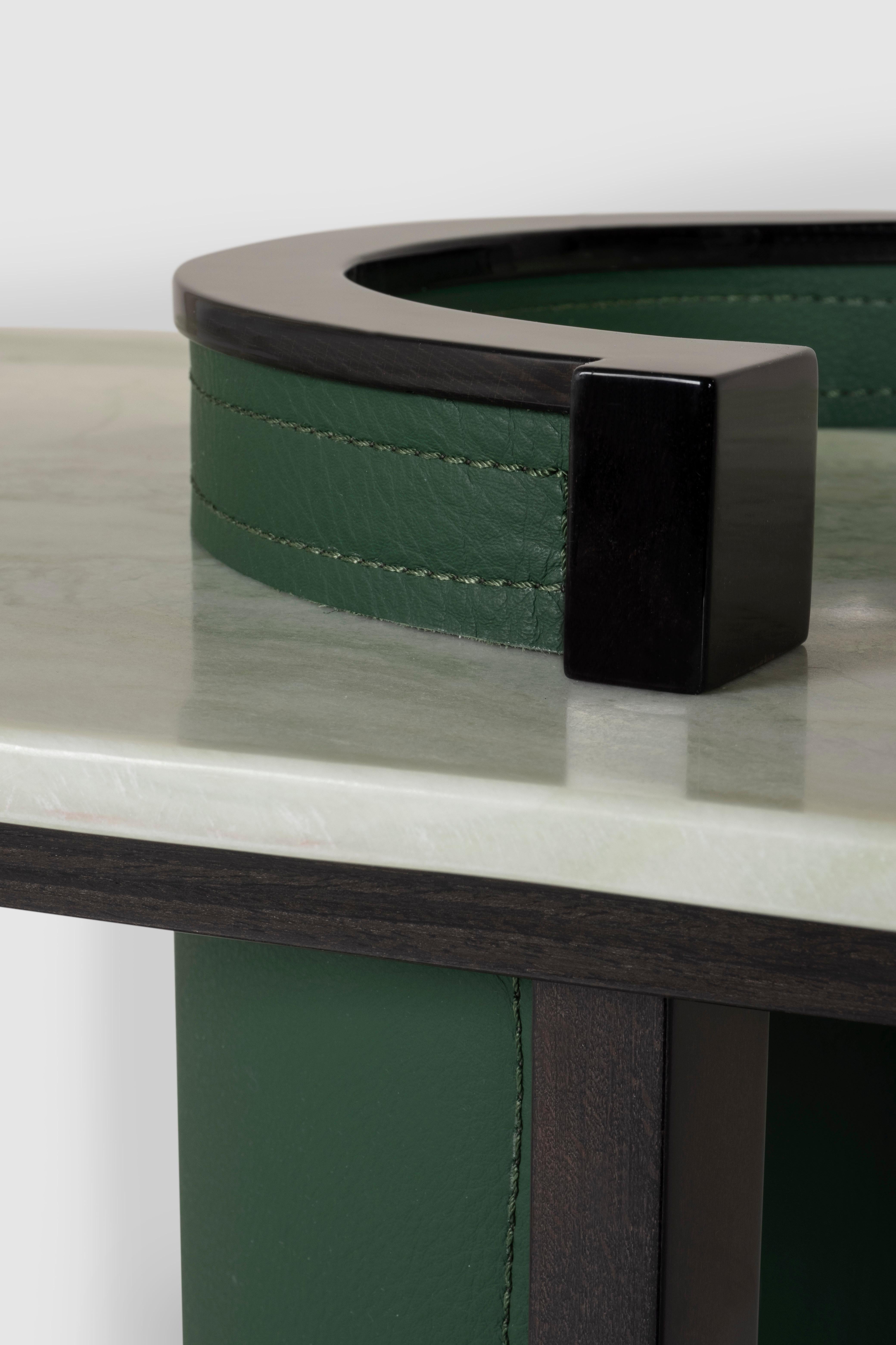 Contemporary Modern Chiado Console Table, Marble, Leather, Handmade in Portugal by Greenapple For Sale