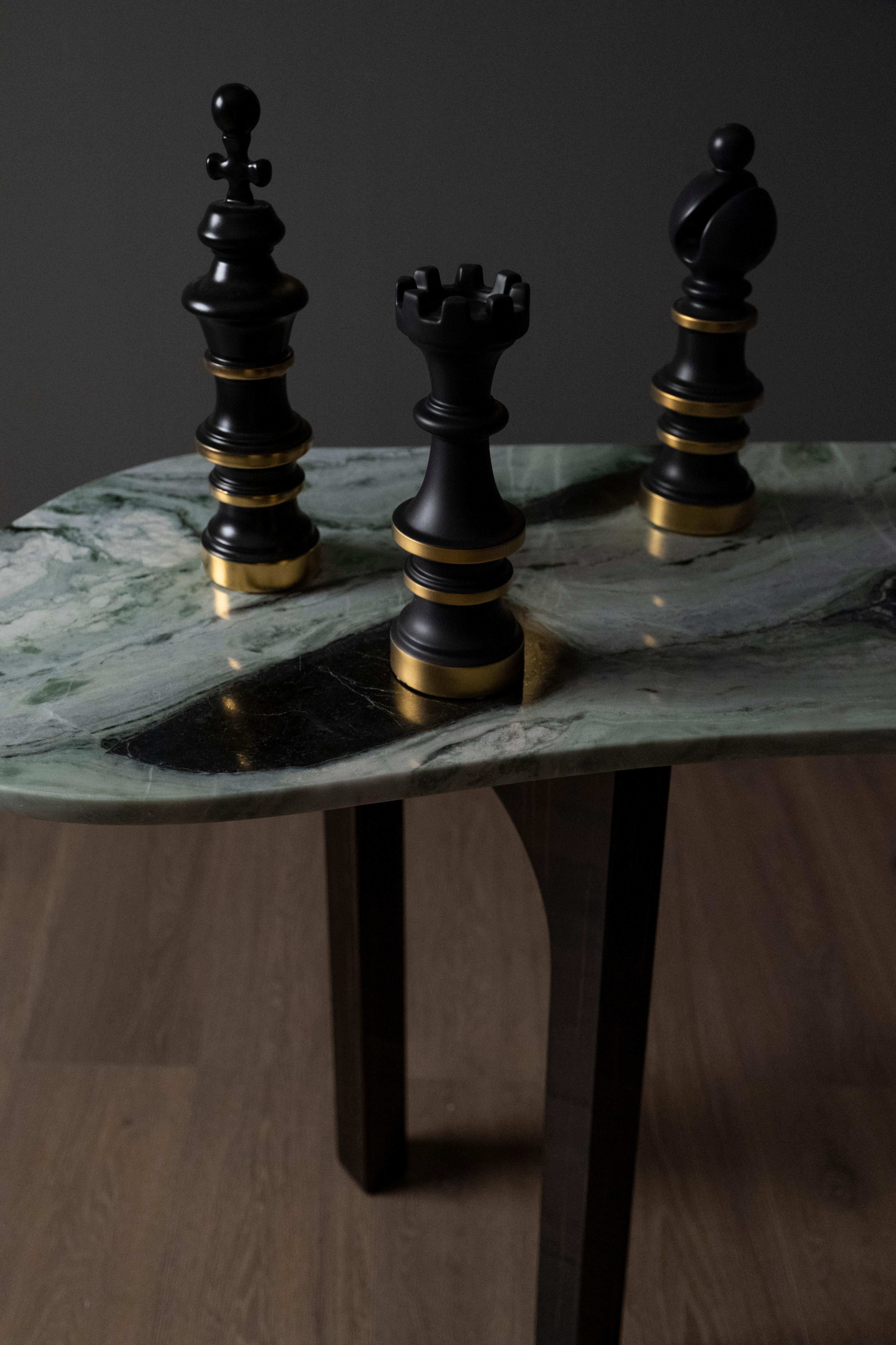 Modern Chiado Console Table, Marble Leather, Handmade in Portugal by Greenapple For Sale 5