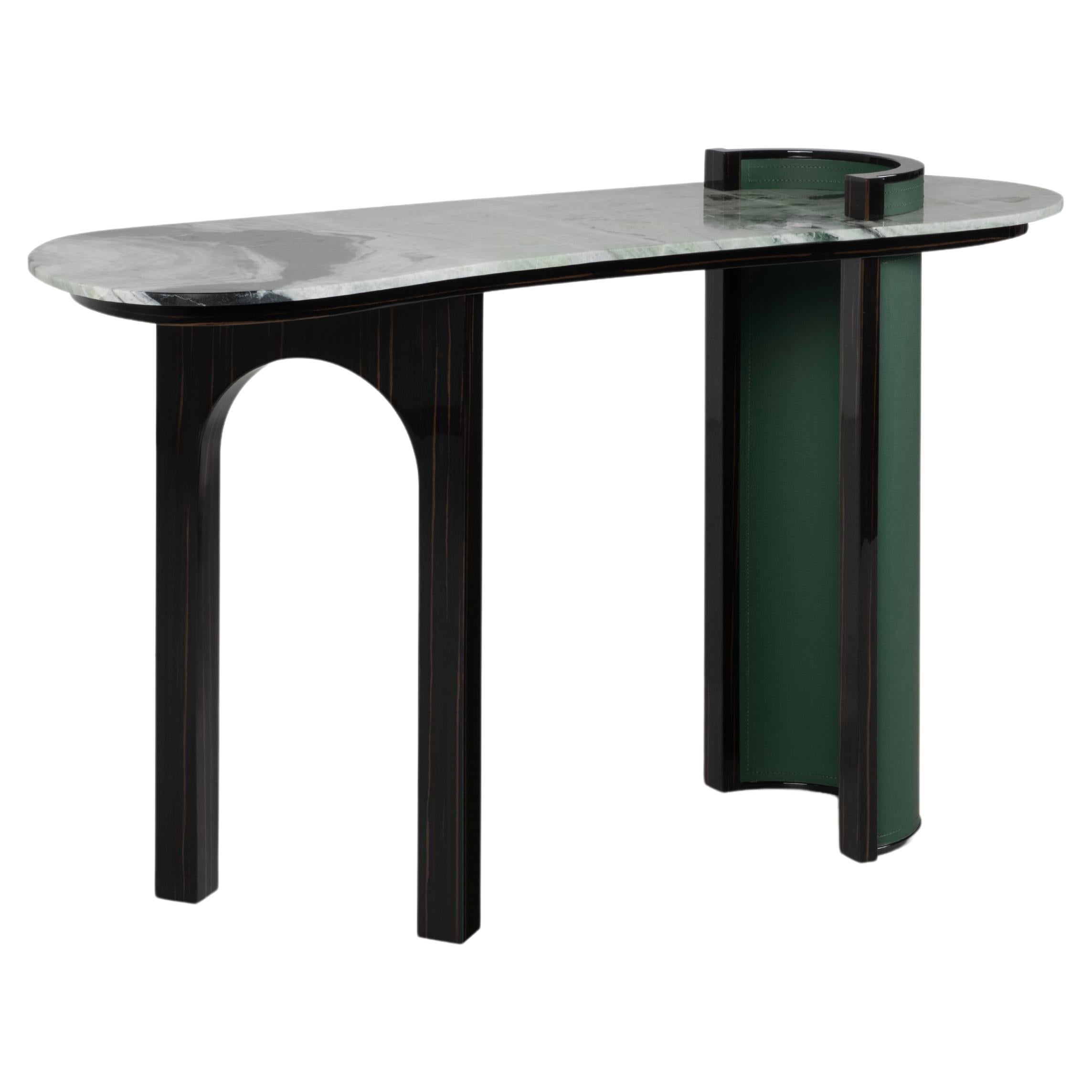 Table console moderne Chiado, cuir marbré, fabriquée à la main au Portugal par Greenapple