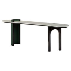 Table console moderne Chiado, marbre, cuir, fabriquée à la main au Portugal par Greenapple